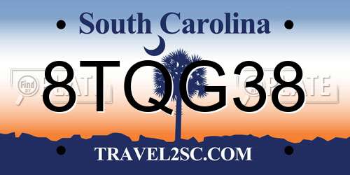 8TQG38 South Carolina License Plate