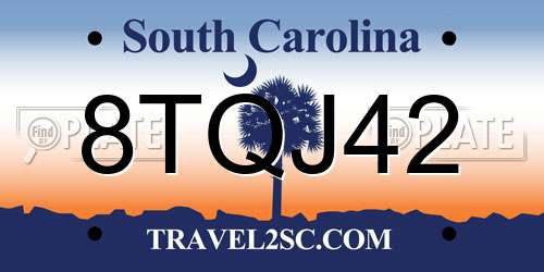8TQJ42 South Carolina License Plate