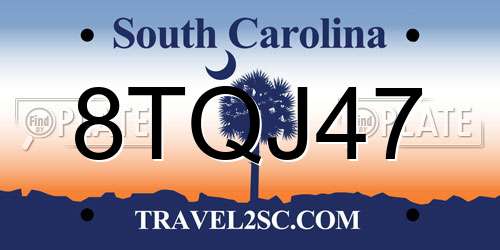 8TQJ47 South Carolina License Plate