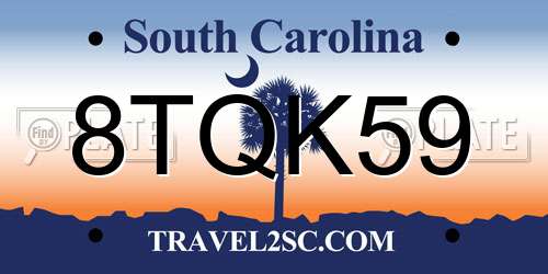 8TQK59 South Carolina License Plate