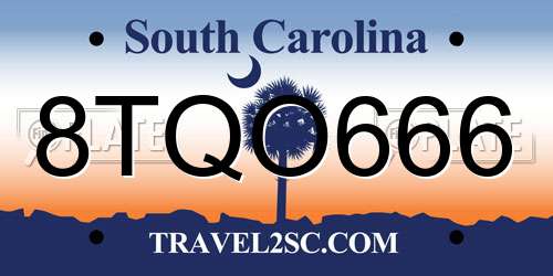 8TQO666 South Carolina License Plate