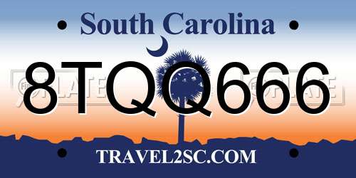 8TQQ666 South Carolina License Plate