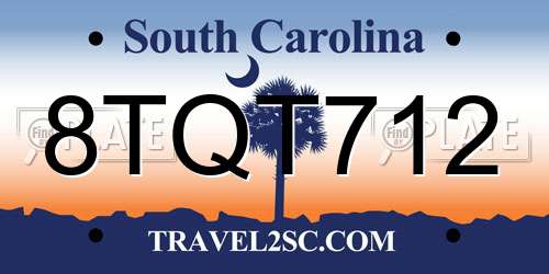 8TQT712 South Carolina License Plate