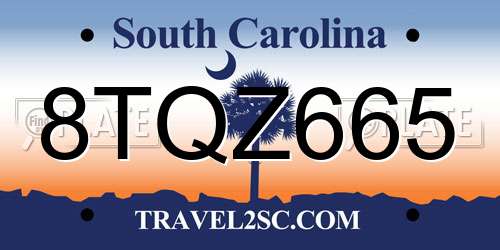 8TQZ665 South Carolina License Plate