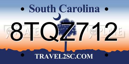 8TQZ712 South Carolina License Plate