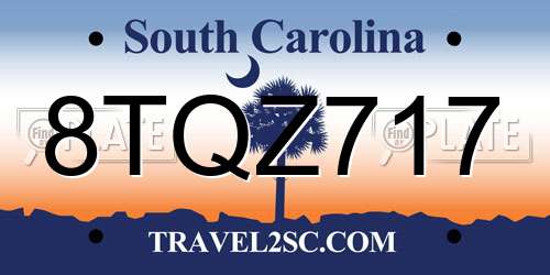 8TQZ717 South Carolina License Plate