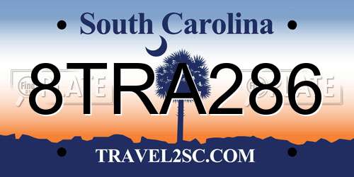 8TRA286 South Carolina License Plate