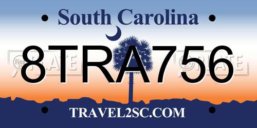 8TRA756 South Carolina License Plate
