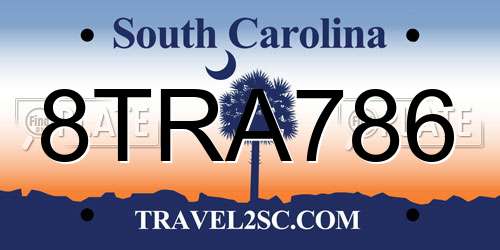 8TRA786 South Carolina License Plate