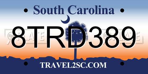 8TRD389 South Carolina License Plate