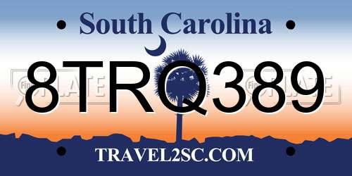 8TRQ389 South Carolina License Plate