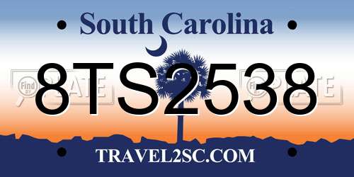8TS2538 South Carolina License Plate