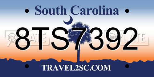 8TS7392 South Carolina License Plate