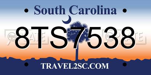 8TS7538 South Carolina License Plate