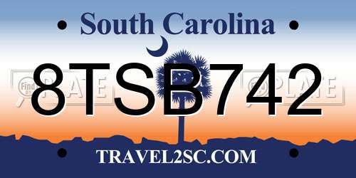 8TSB742 South Carolina License Plate
