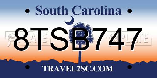 8TSB747 South Carolina License Plate