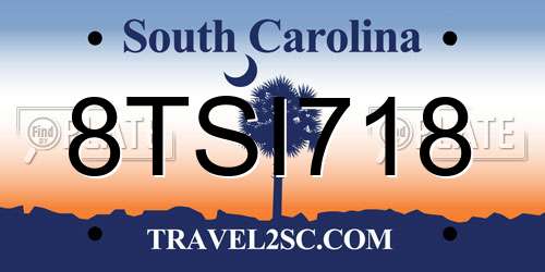 8TSI718 South Carolina License Plate