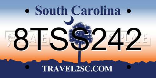 8TSS242 South Carolina License Plate