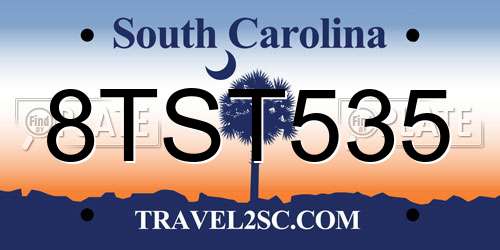 8TST535 South Carolina License Plate