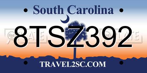 8TSZ392 South Carolina License Plate