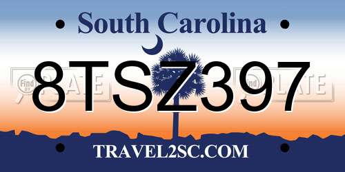 8TSZ397 South Carolina License Plate