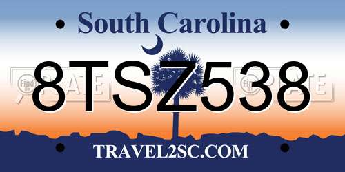 8TSZ538 South Carolina License Plate