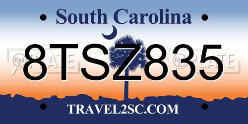 8TSZ835 South Carolina License Plate