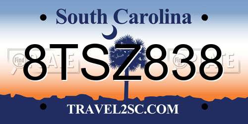 8TSZ838 South Carolina License Plate
