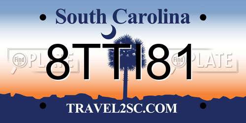 8TTI81 South Carolina License Plate