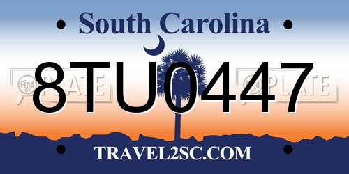8TU0447 South Carolina License Plate