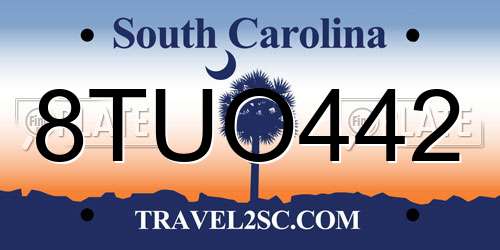 8TUO442 South Carolina License Plate