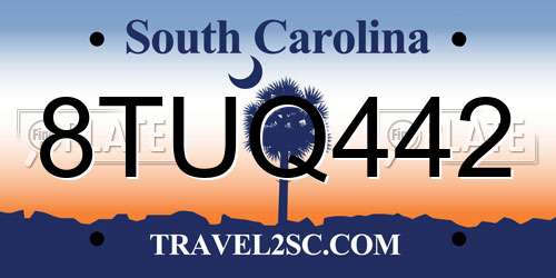 8TUQ442 South Carolina License Plate