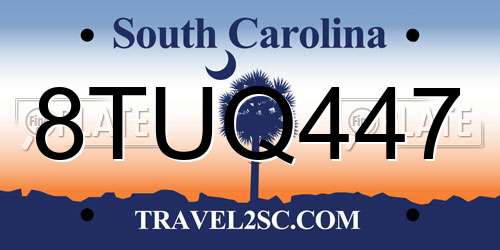 8TUQ447 South Carolina License Plate