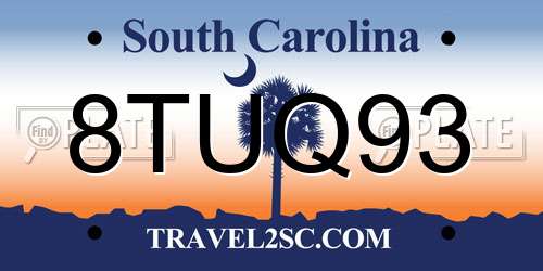 8TUQ93 South Carolina License Plate