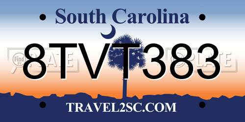 8TVT383 South Carolina License Plate