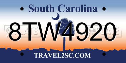8TW4920 South Carolina License Plate