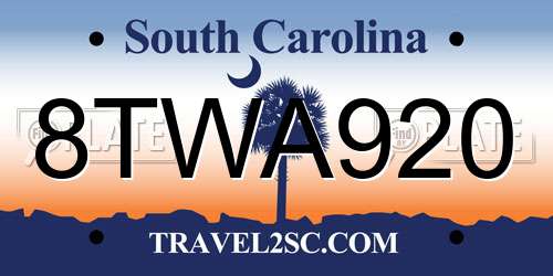 8TWA920 South Carolina License Plate