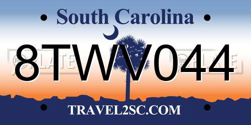 8TWV044 South Carolina License Plate