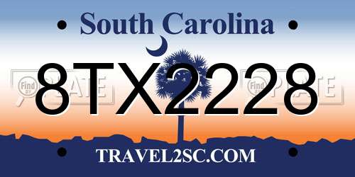8TX2228 South Carolina License Plate