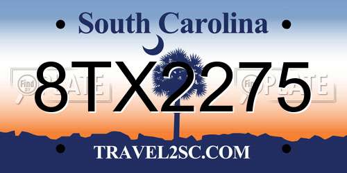 8TX2275 South Carolina License Plate