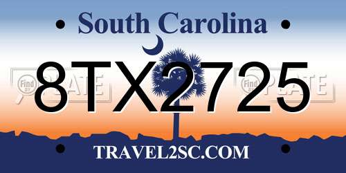 8TX2725 South Carolina License Plate