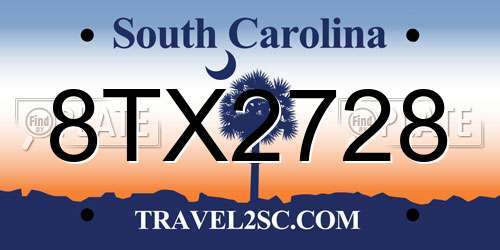 8TX2728 South Carolina License Plate
