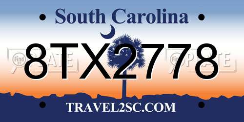 8TX2778 South Carolina License Plate