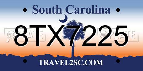 8TX7225 South Carolina License Plate