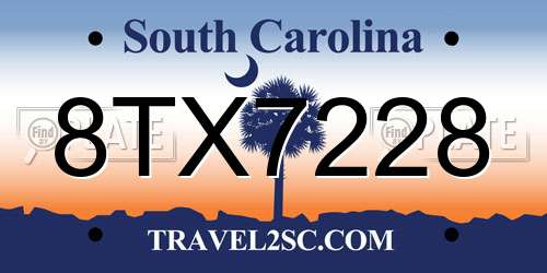 8TX7228 South Carolina License Plate
