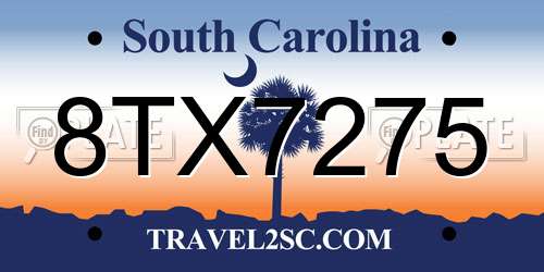 8TX7275 South Carolina License Plate