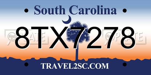 8TX7278 South Carolina License Plate