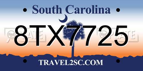 8TX7725 South Carolina License Plate