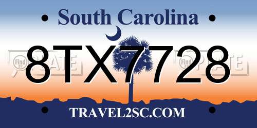 8TX7728 South Carolina License Plate