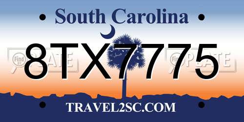 8TX7775 South Carolina License Plate